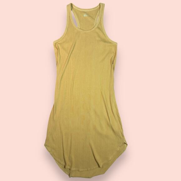 Aerie Yellow Tank Top Sun Dress Ribbed Midi Large NWT Racerback - Picture 1 of 3